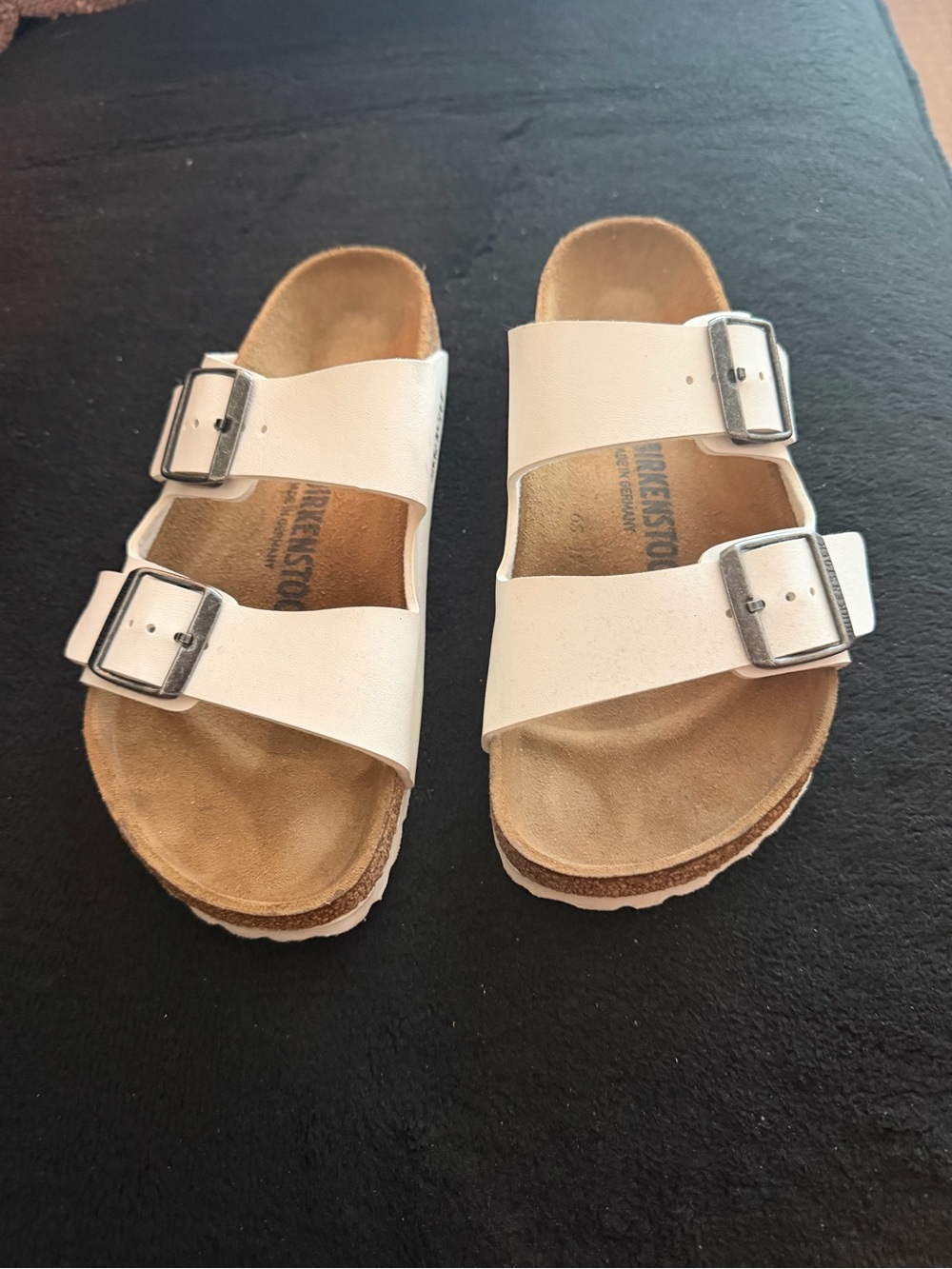 Birkenstock White Arizona Double-Buckle Sandals